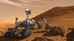 Una rappresentazione artistica del rover al lavoro su Marte.