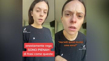 Francesca Michielin in due frame del video pubblicato sul suo profilo TikTok @francescacheeks