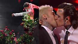 Blanco calcia le rose sul palco dell'Ariston e il bacio incriminato tra Rosa Chemical e Fedez