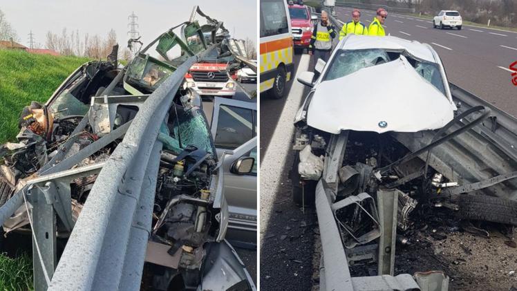 Doppio incidente in A28 e A27 con le auto schiantatesi contro i guardrail e i conducenti feriti ma salvi