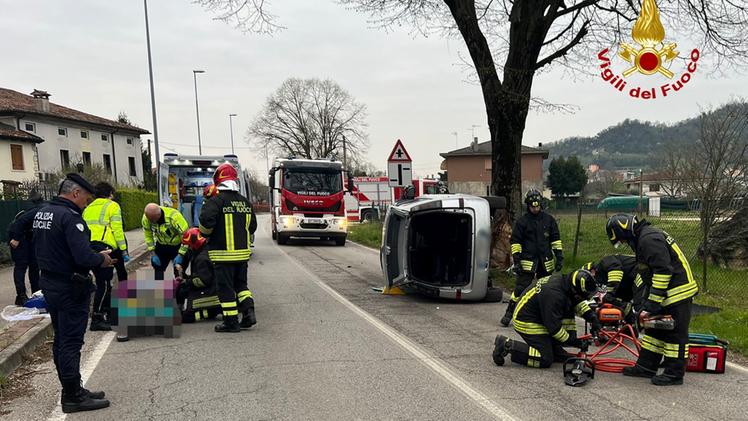 L'incidente in via Lovara a Montecchio Maggiore