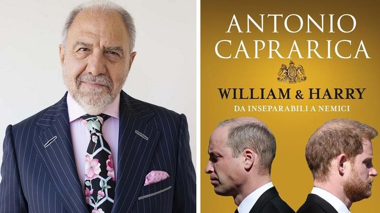 Antonio Caprarica e la copertina del suo nuovo libro “William e Harry. Da inseparabili a nemici”